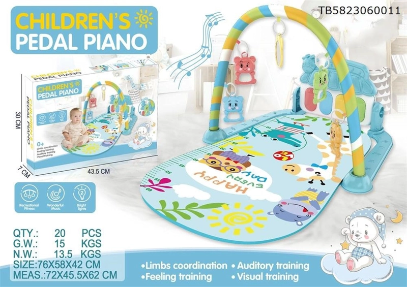 ALFOMBRA GIMNASIO MUSICAL CON PIANO JUGUETE PARA BEBE  AZUL - 7