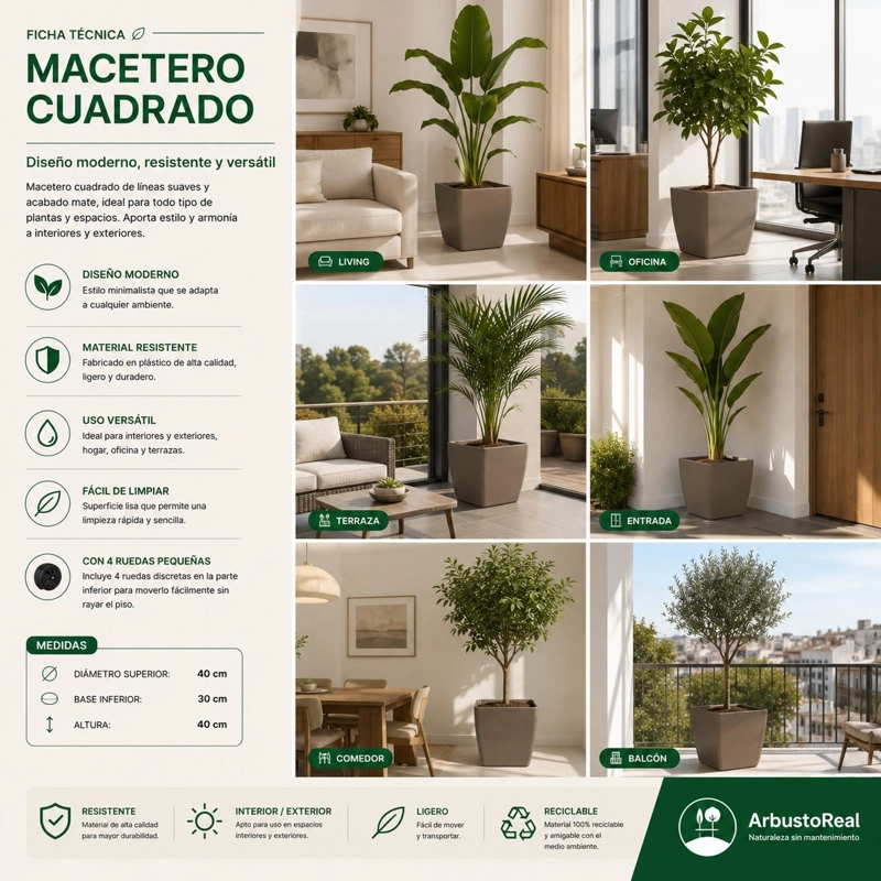 MACETERO NORDICO GRIS OSCURO L 40 CM 40 X 40X 40 - 2