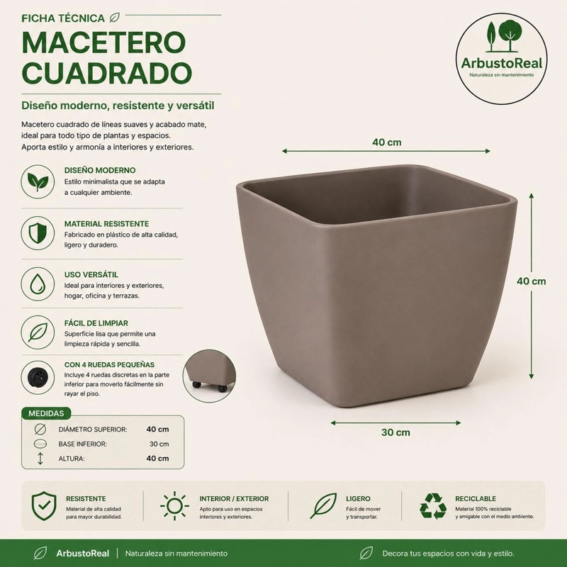 MACETERO NORDICO GRIS OSCURO L 40 CM 40 X 40X 40 - 3