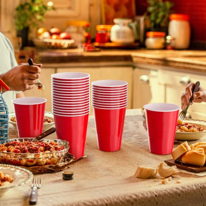 VASO PLASTICO ROJO DESECHABLE FIESTA 470 ML X 100 UDS - 1