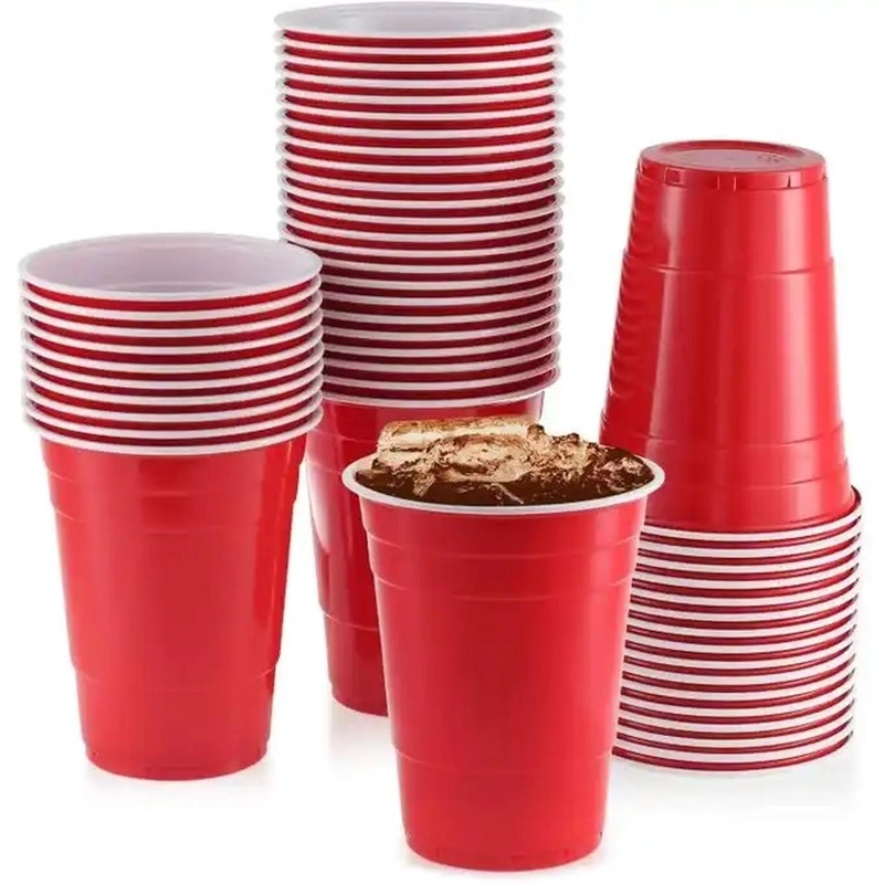 VASO PLASTICO ROJO DESECHABLE FIESTA 470 ML X 100 UDS - 5