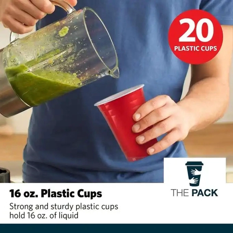VASO PLASTICO ROJO DESECHABLE FIESTA 470 ML X 100 UDS - 6