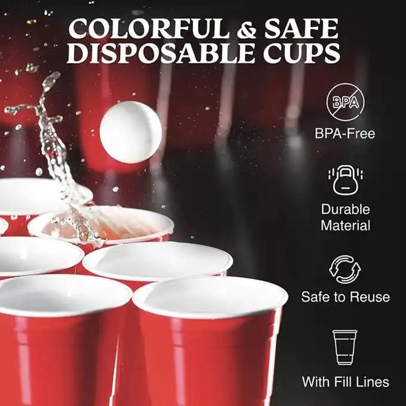 VASO PLASTICO ROJO DESECHABLE FIESTA 470 ML X 100 UDS - 7