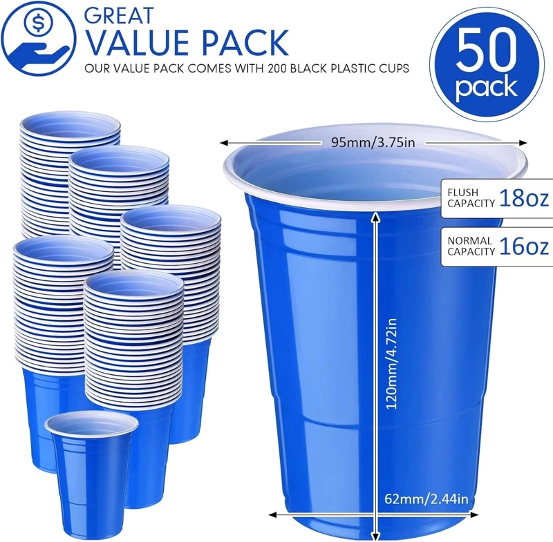 VASO PLASTICO AZUL DESECHABLE FIESTA 450 ML X 50 UDS - 6