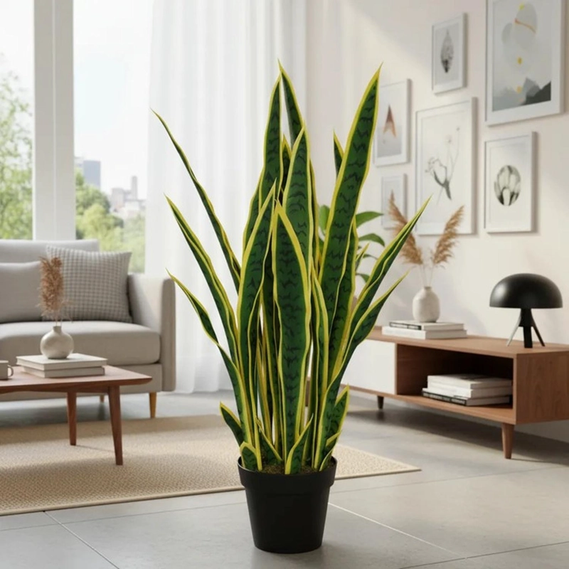 DECORACION INTERIOR PLANTA ARTIFICIAL LENGUA DE SUEGRA SANSEVIERIA TAMAÑO MEDIANO - 2