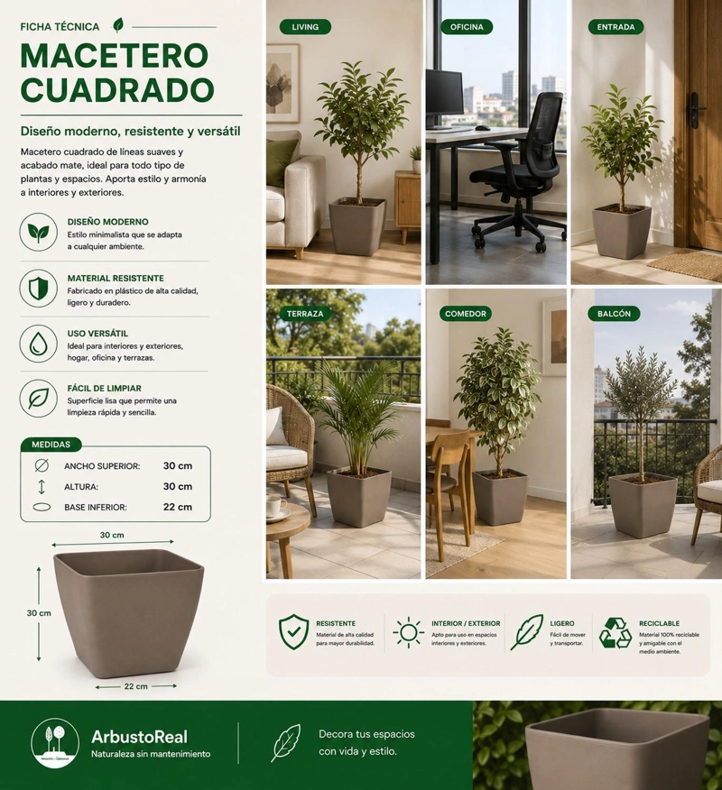 MACETERO NORDICO CAFE  M 30 CM 30 X 31 X 23 - 2