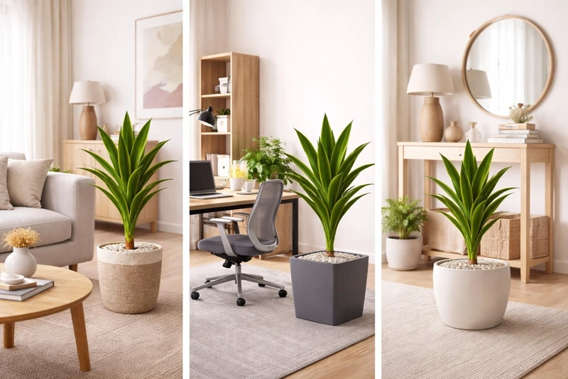 DRACAENA ARTIFICIAL GRANDE 120 CM PLANTA DECORATIVA INTERIOR - 4