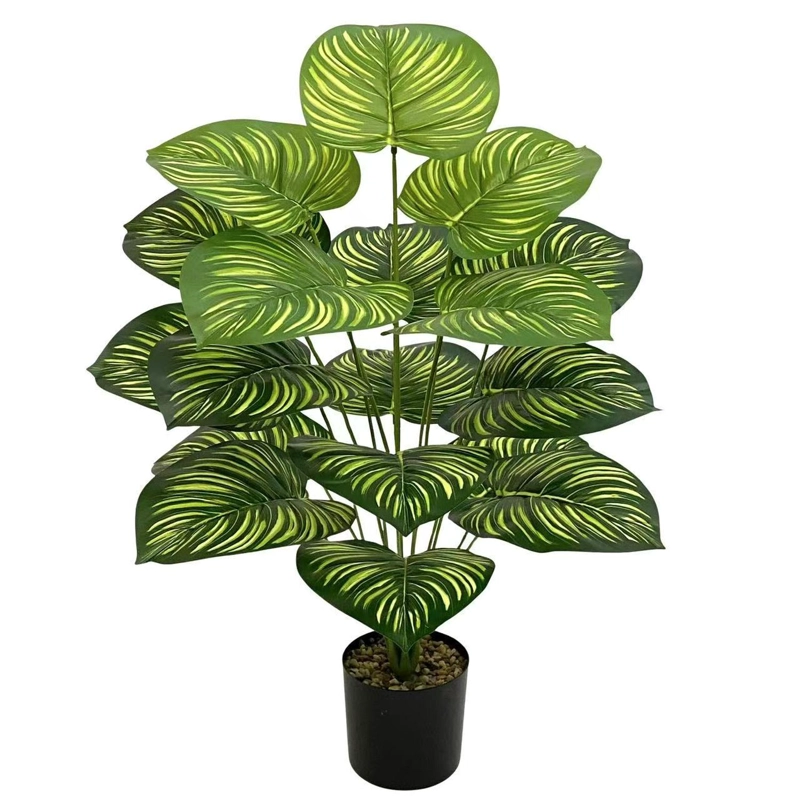 PLANTA ARTIFICIAL ARBUSTO DECORATIVA HOJAS RALLADAS 80 CM - 2