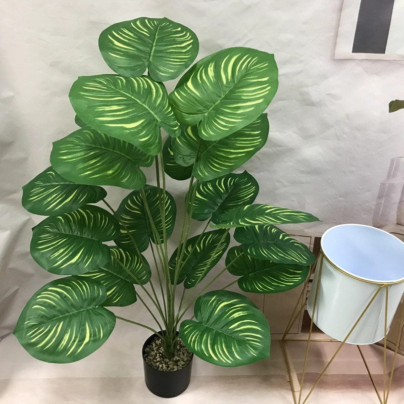 PLANTA ARTIFICIAL ARBUSTO DECORATIVA HOJAS RALLADAS 80 CM - 5