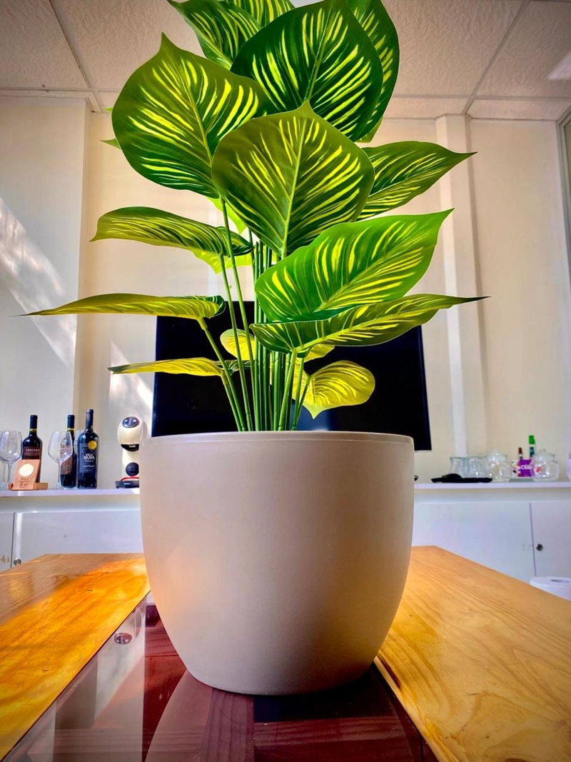 PLANTA ARTIFICIAL ARBUSTO DECORATIVA HOJAS RALLADAS 80 CM - 6