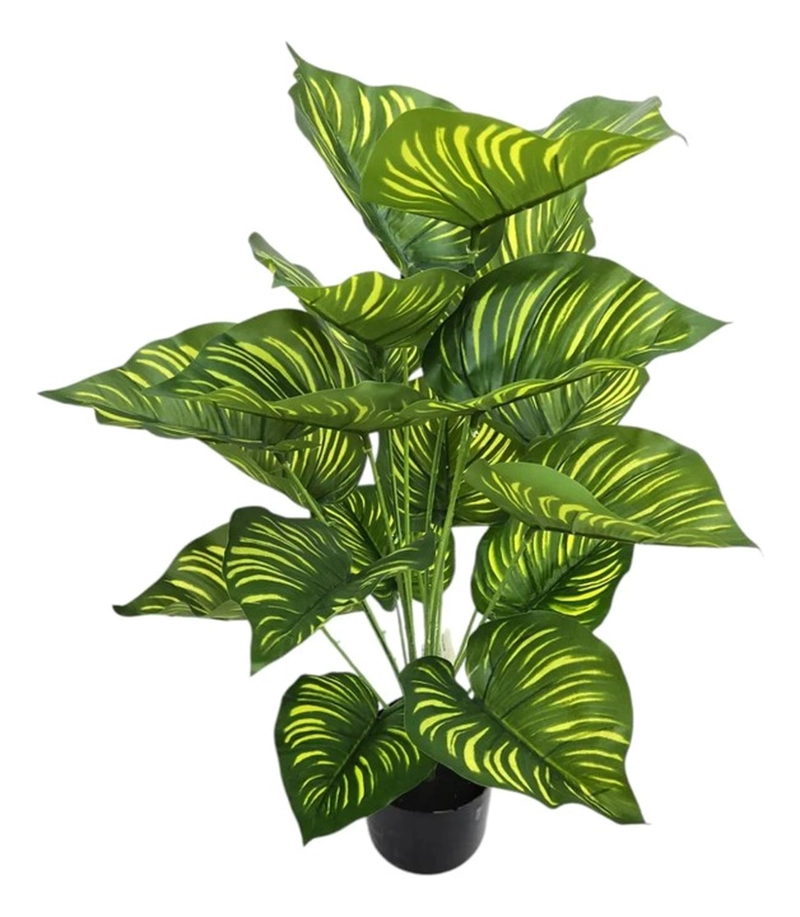 PLANTA ARTIFICIAL ARBUSTO DECORATIVA HOJAS RALLADAS 80 CM - 8