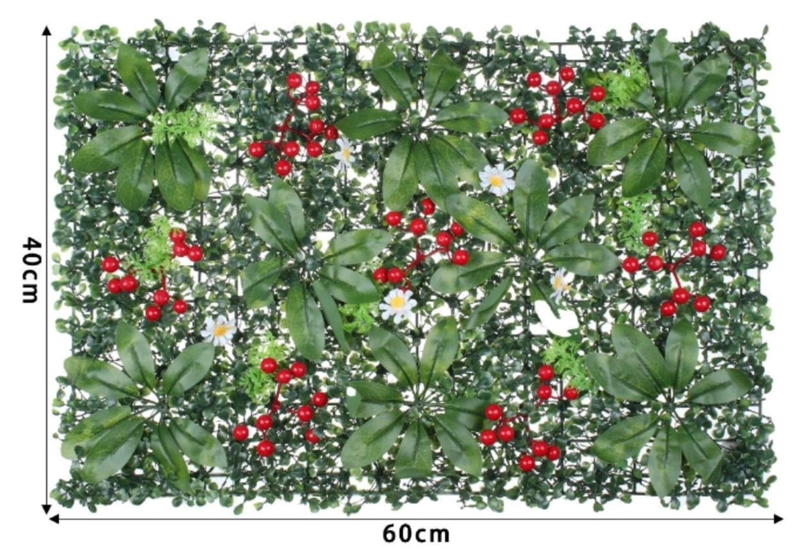 JARDIN MURO VERTICAL ARTIFICIAL E PALMETA PLANTAS 60X40 CM - 6