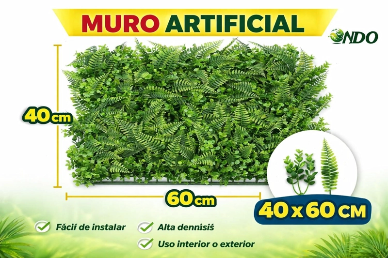 JARDIN MURO VERTICAL ARTIFICIAL F PALMETA PLANTAS 60X40 CM - 3