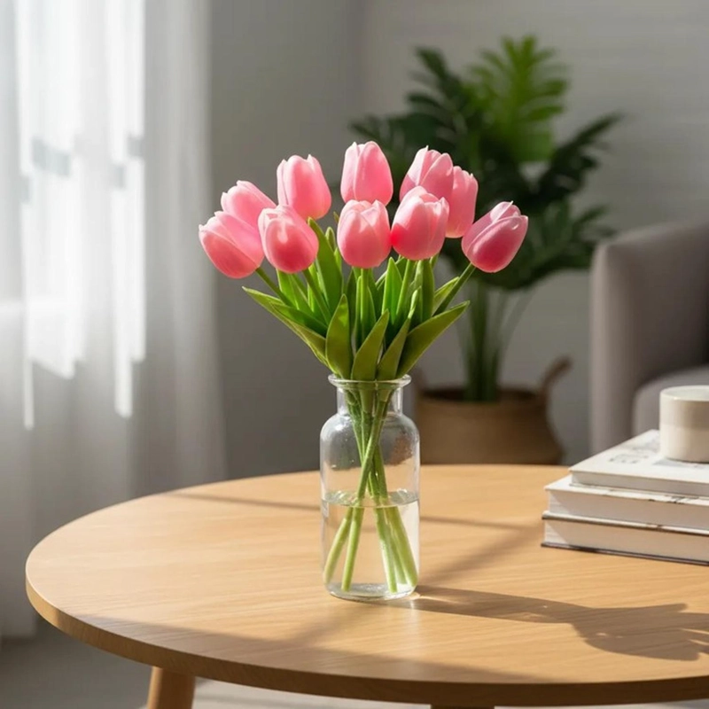 RAMOS DE 9 TULIPANES FLORES ARTIFICIALES DECORACION HOGAR TAMAÑO TALLA UNICA - 1