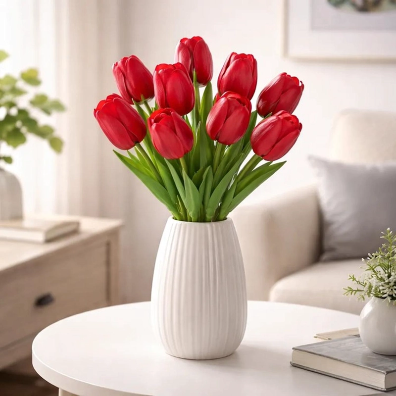 RAMOS DE 9 TULIPANES FLORES ARTIFICIALES DECORACION HOGAR TAMAÑO TALLA UNICA - 1