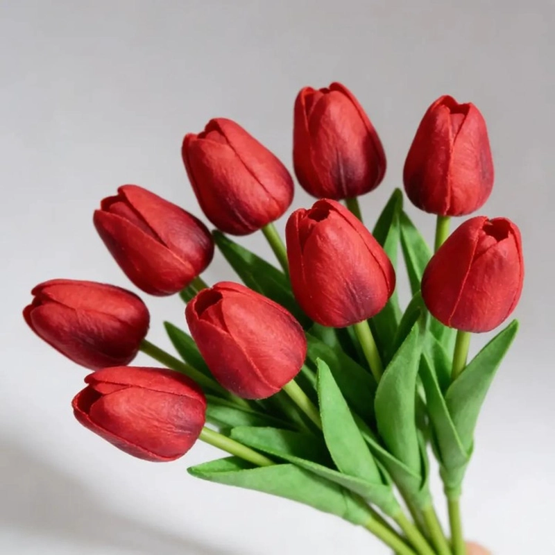 RAMOS DE 9 TULIPANES FLORES ARTIFICIALES DECORACION HOGAR TAMAÑO TALLA UNICA - 2