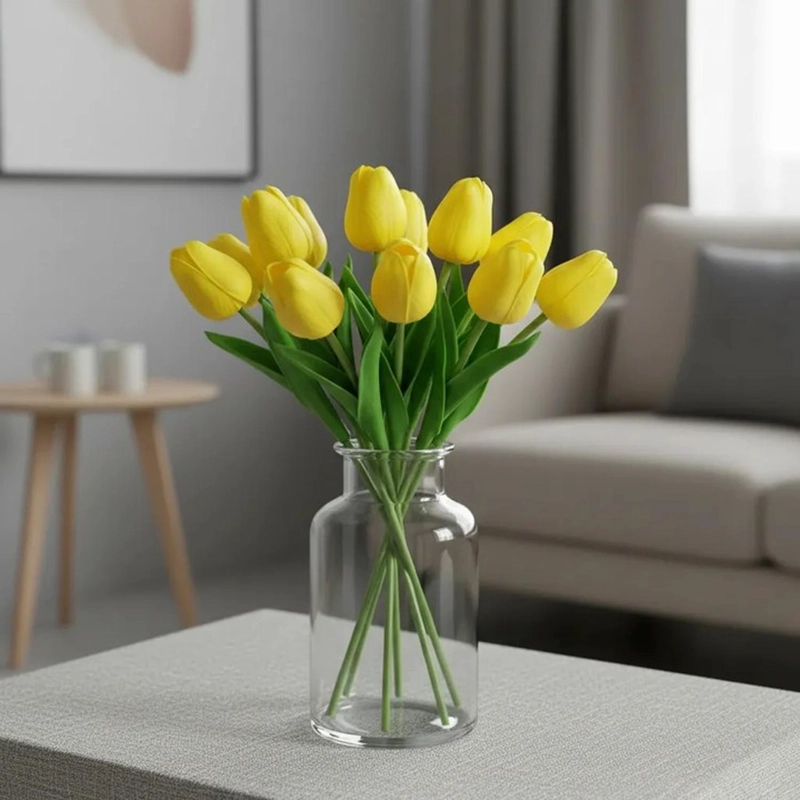 RAMOS DE 9 TULIPANES FLORES ARTIFICIALES DECORACION HOGAR TAMAÑO TALLA UNICA - 4