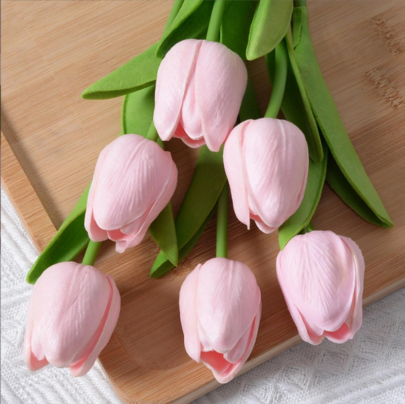 RAMOS DE 9 TULIPANES FLORES ARTIFICIALES DECORACION HOGAR TAMAÑO TALLA UNICA - 5