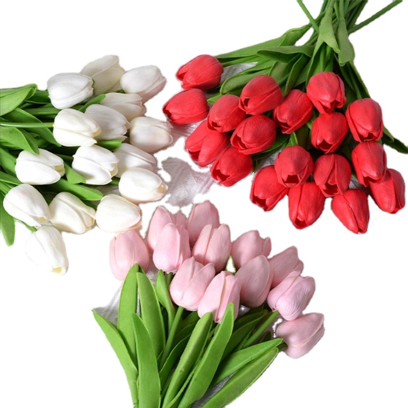 RAMOS DE 9 TULIPANES FLORES ARTIFICIALES DECORACION HOGAR TAMAÑO TALLA UNICA - 5