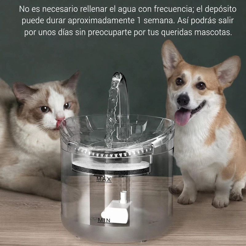 BEBEDERO ELECTRICO MASCOTAS 1.8L FILTRO TRIPLE GATOS PERROS - 5