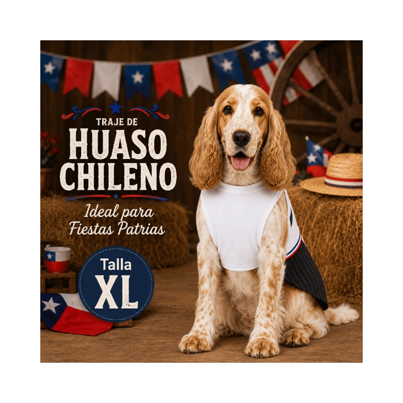 TRAJE DE HUASO CHILENO PARA PERRO TALLA XL - 2