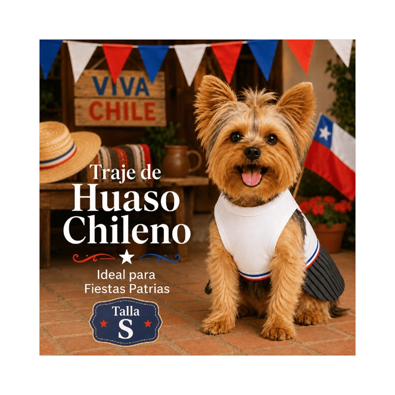 TRAJE DE HUASO CHILENO PARA PERRO TALLA S - 2
