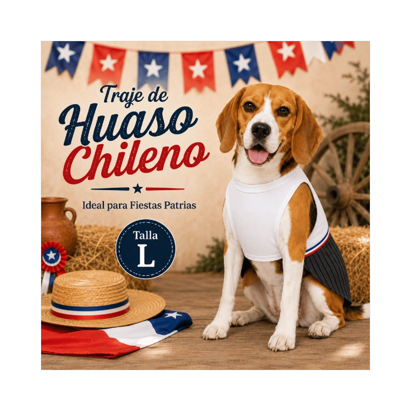 TRAJE DE HUASO CHILENO PARA PERRO TALLA L - 2