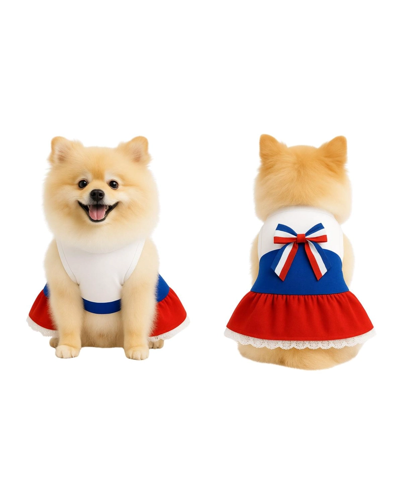VESTIDO DE HUASA TRICOLOR PARA PERRO TALLA M - 9