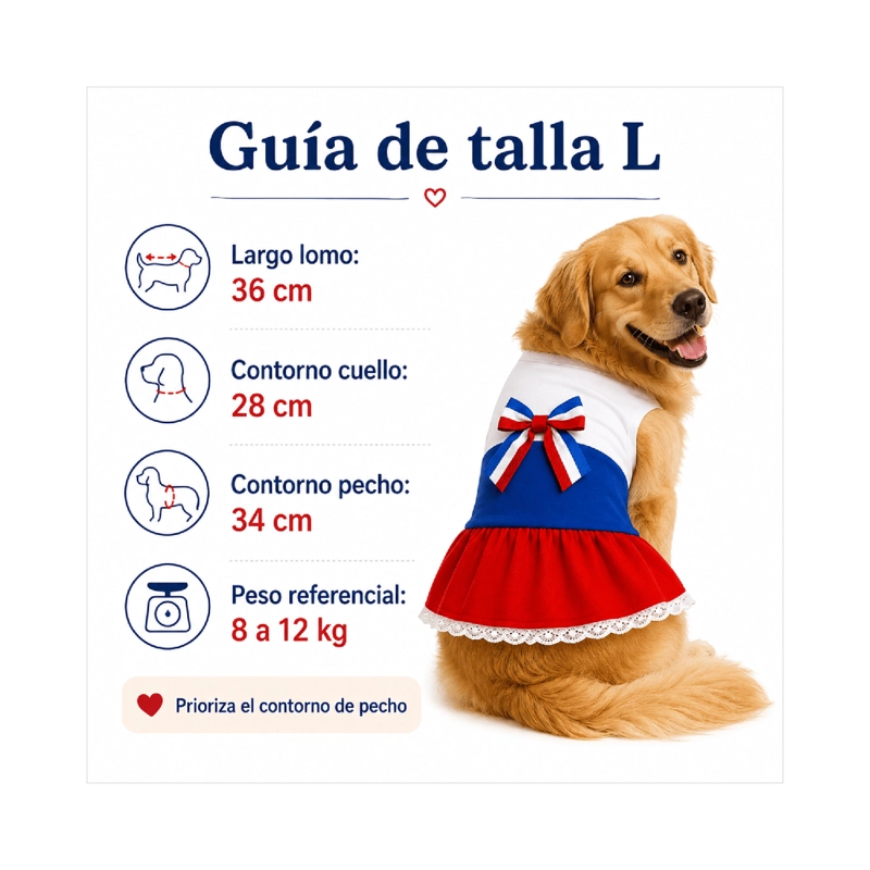 VESTIDO DE HUASA TRICOLOR PARA PERRO TALLA L - 8