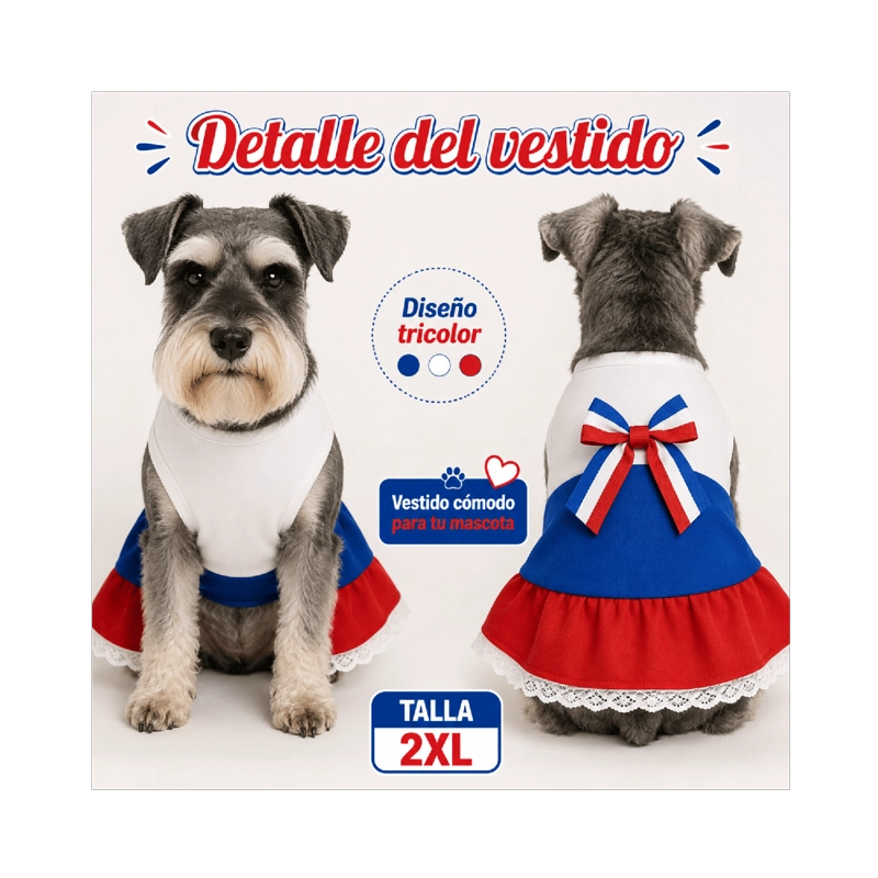 VESTIDO DE HUASA TRICOLOR PARA PERRO TALLA 2XL - 5