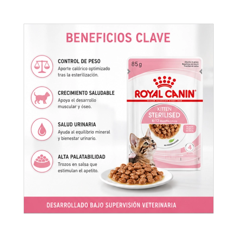 ROYAL CANIN KITTEN ESTERILIZADO SOBRE 85G PARA GATITOS - 3