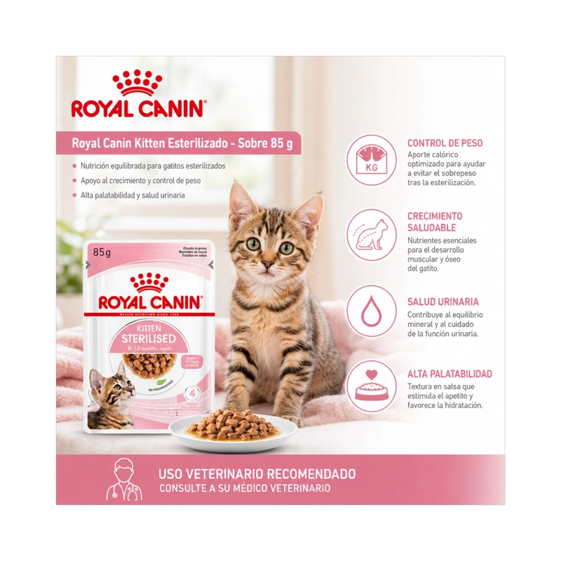 ROYAL CANIN KITTEN ESTERILIZADO SOBRE 85G PARA GATITOS - 6