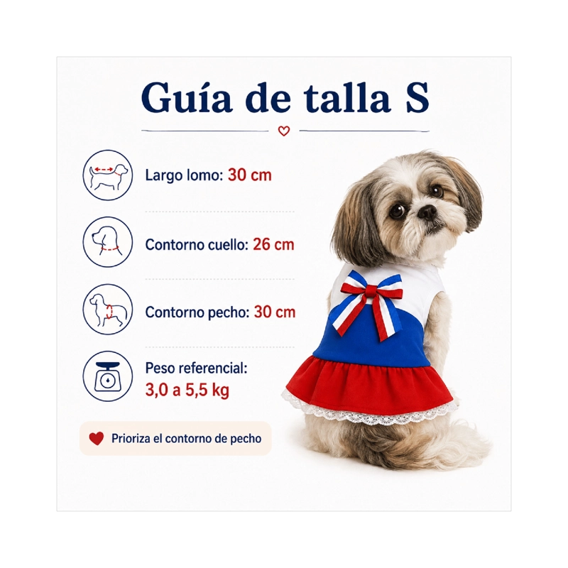VESTIDO DE HUASA TRICOLOR PARA PERRO TALLA S - 7