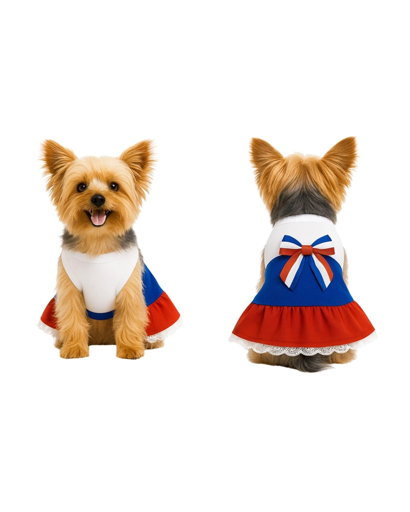 VESTIDO DE HUASA TRICOLOR PARA PERRO TALLA S - 9