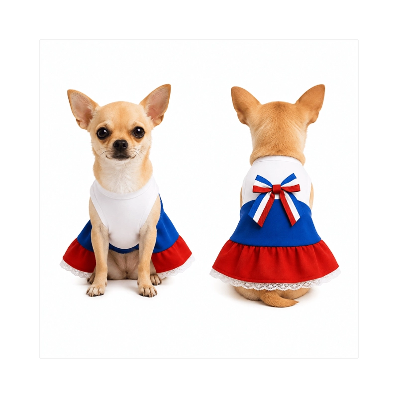 VESTIDO DE HUASA TRICOLOR PARA PERRO TALLA XXS - 1