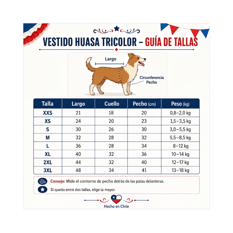 VESTIDO DE HUASA TRICOLOR PARA PERRO TALLA XXS - 4