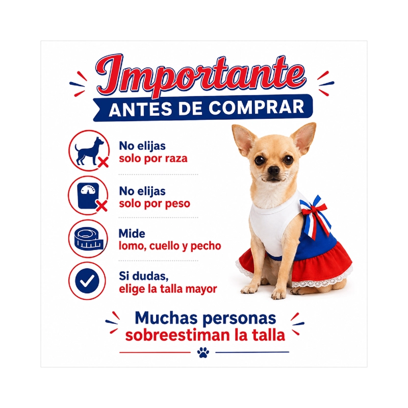 VESTIDO DE HUASA TRICOLOR PARA PERRO TALLA XXS - 6