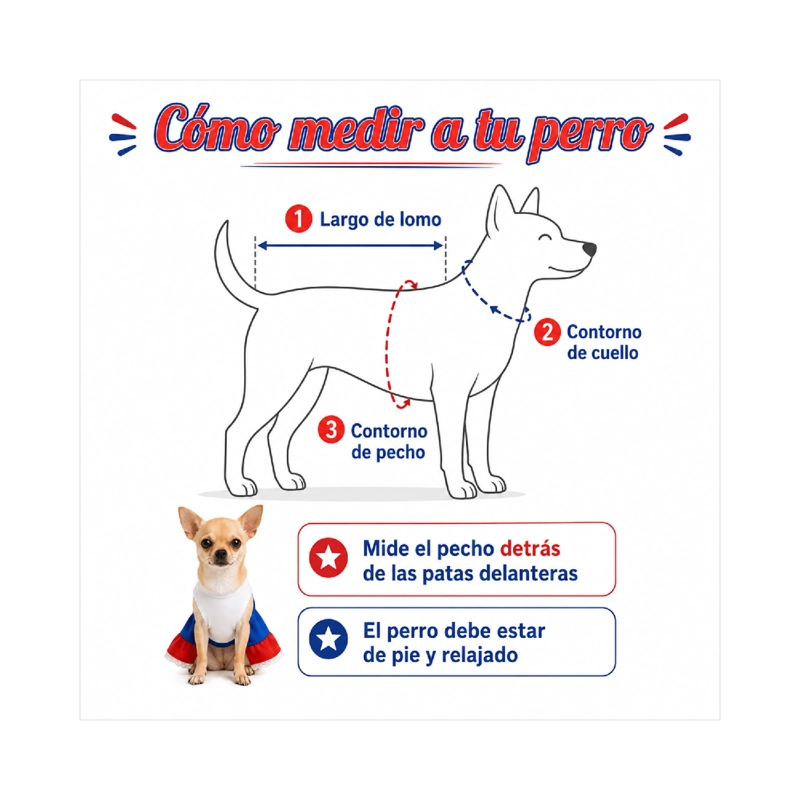 VESTIDO DE HUASA TRICOLOR PARA PERRO TALLA XXS - 7