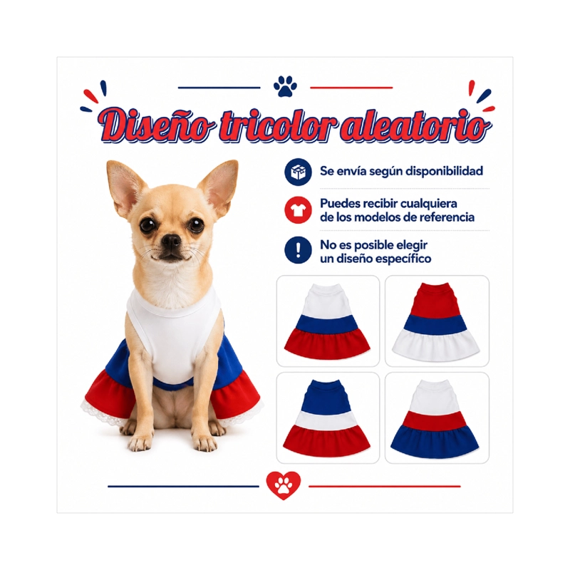 VESTIDO DE HUASA TRICOLOR PARA PERRO TALLA XXS - 8
