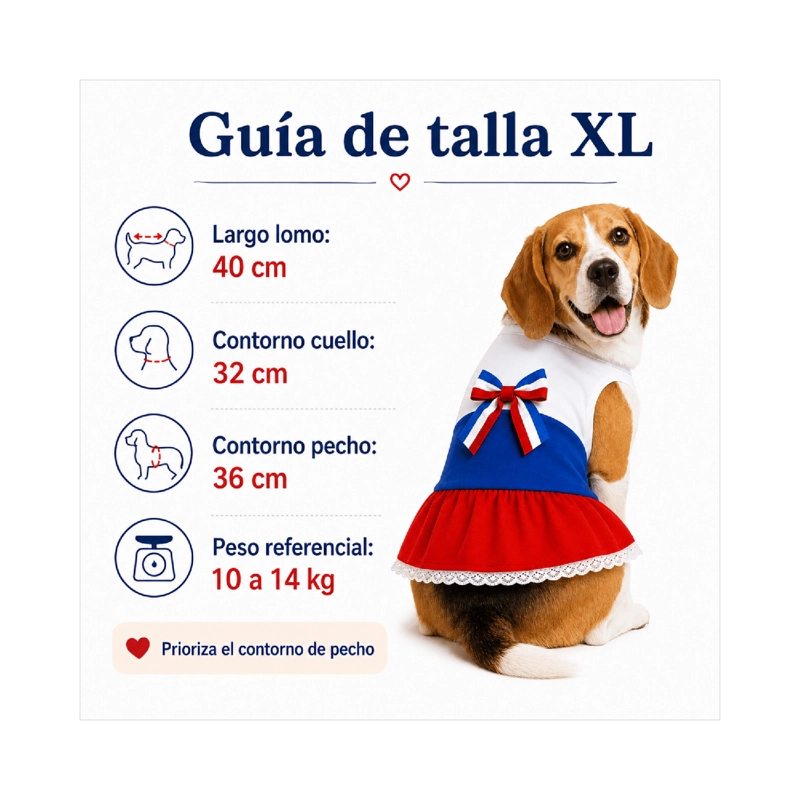VESTIDO DE HUASA TRICOLOR PARA PERRO TALLA XL - 3