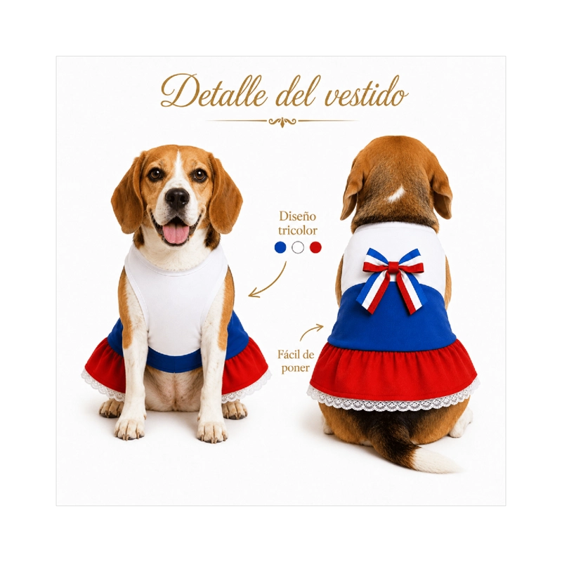 VESTIDO DE HUASA TRICOLOR PARA PERRO TALLA XL - 8