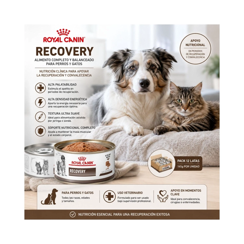 ROYAL CANIN RECOVERY 145G PERRO GATO PACK 12 LATAS - 5