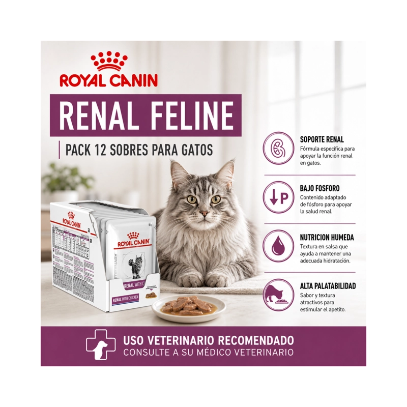 ROYAL CANIN POUCH RENAL GATO 85G | PACK 12 SOBRES - 5