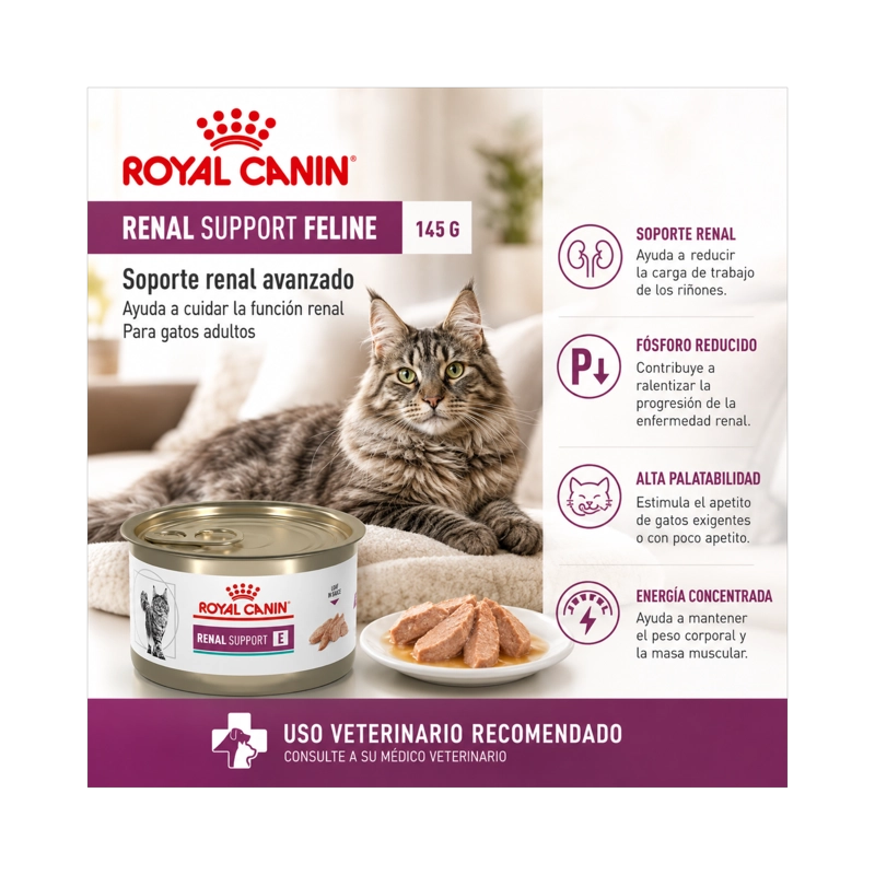 ROYAL CANIN RENAL SUPPORT FELINE LATA 145G PARA GATOS - 4