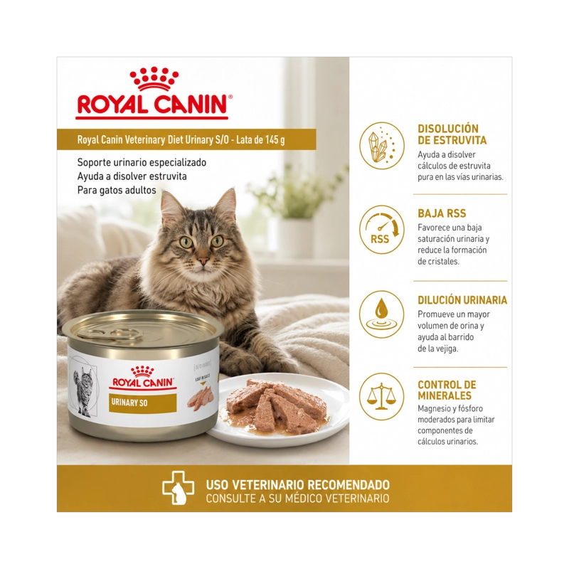 ROYAL CANIN VETERINARY DIET URINARY S/O - LATA DE 145G - 5