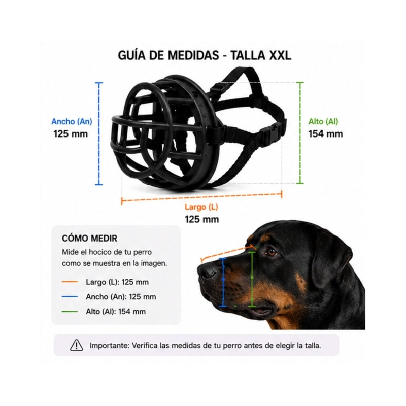 BOZAL CANASTA PERRO XXL NEGRO AJUSTABLE RAZAS GRANDES - 2