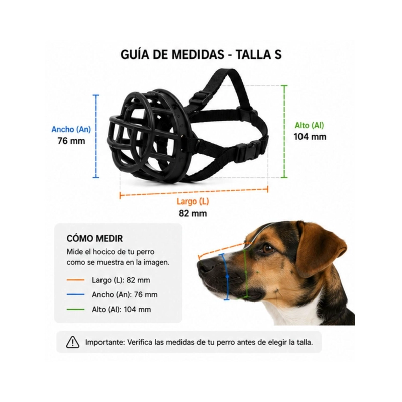 BOZAL CANASTA PERRO S NEGRO AJUSTABLE RAZAS PEQUEÑAS - 2
