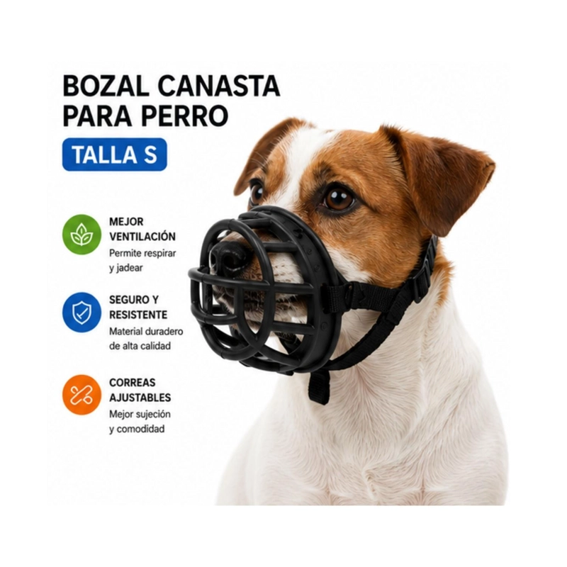 BOZAL CANASTA PERRO S NEGRO AJUSTABLE RAZAS PEQUEÑAS - 3