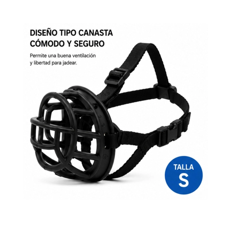 BOZAL CANASTA PERRO S NEGRO AJUSTABLE RAZAS PEQUEÑAS - 5