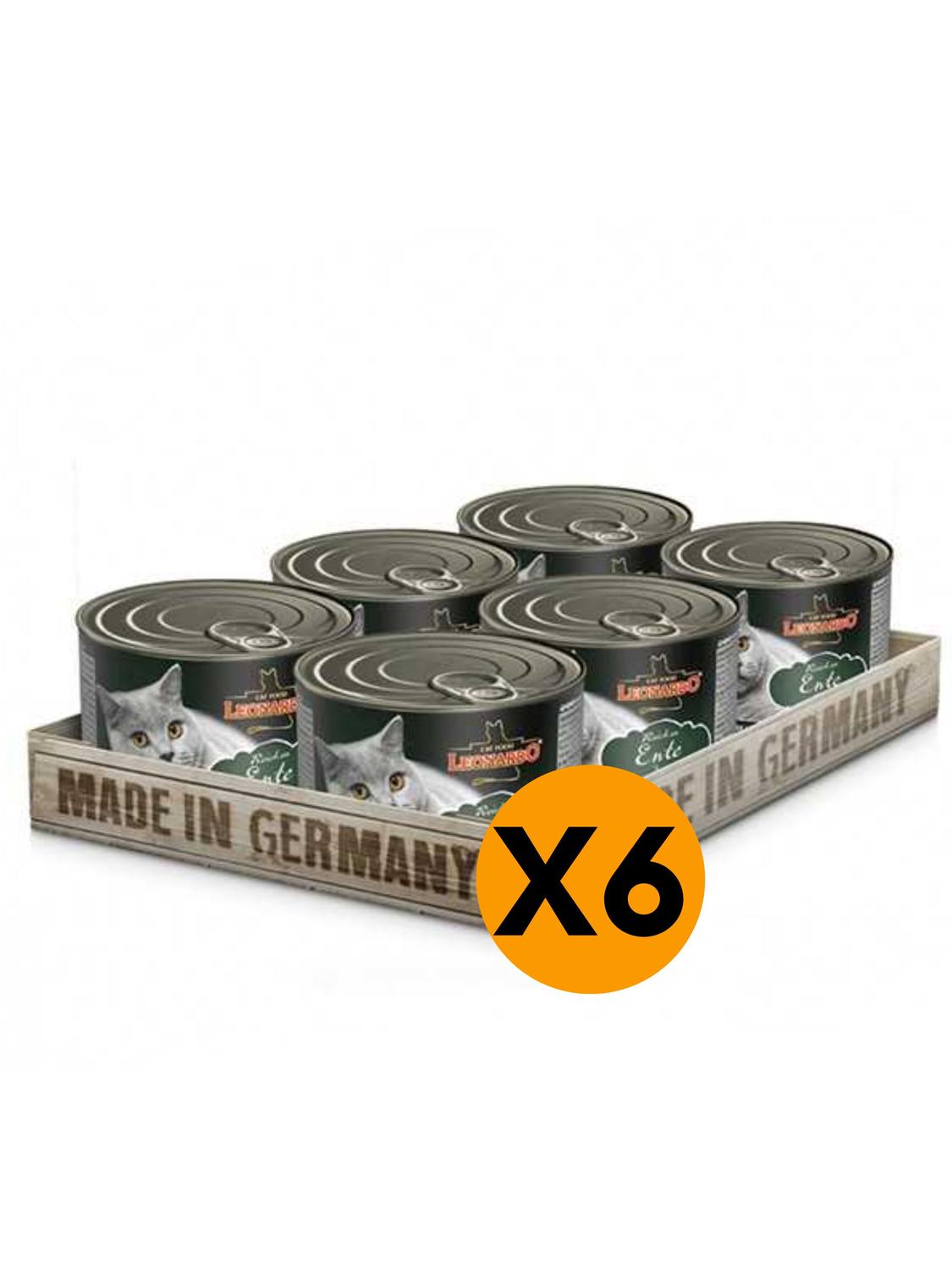 ALIMENTO LEONARDO PARA GATO SABOR PATO LATA 200G - PACK X6 - 1